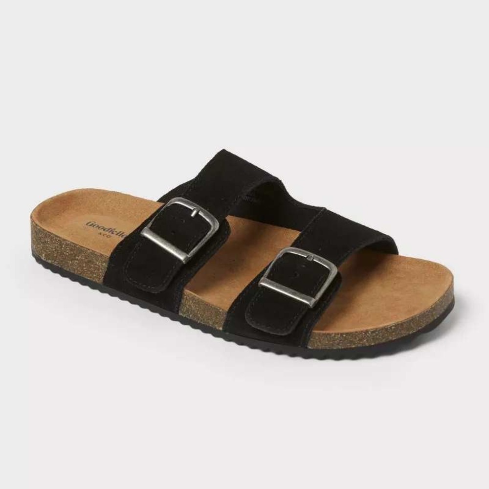 Men's‎ Goodfellow & Co Saul Suede Two Band Sandals Black Size 11 New With Tags